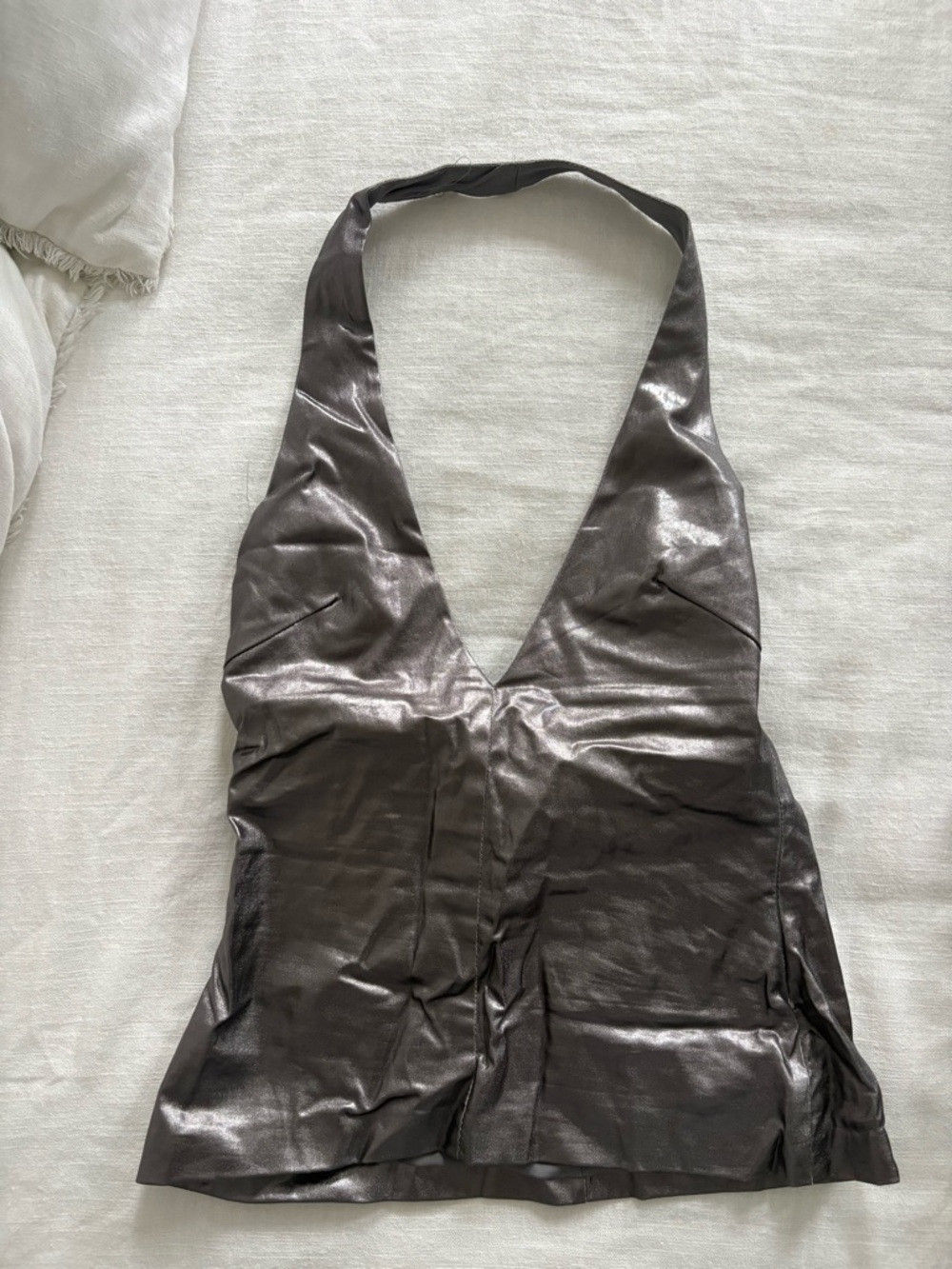 Zara Metallic Taupe Halter Top